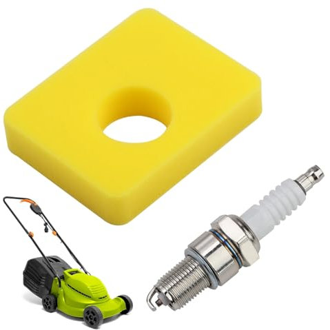 Lawn Mower Air Filter, Yellow Foam Air Filter F7TC Spark Plug Replaces Air Cleaner Foam Filter Replacement Parts for 698369 Classic Quattro and Sprint Engines