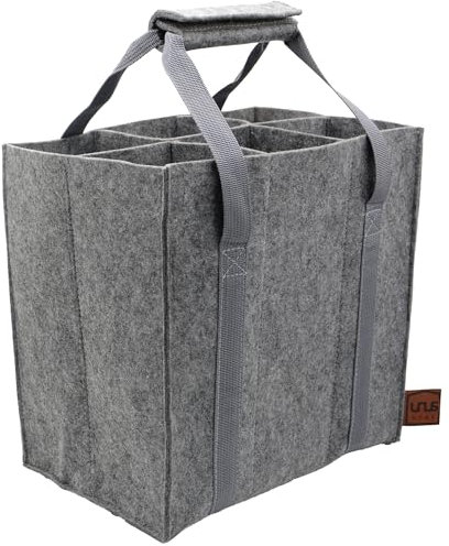 UNUS Flaschenträger 6 Flaschen 27x18 cm Flaschenhalter Flaschentasche Filz Bottle Bag Flaschen Tasche Filztasche Weintasche Tasche
