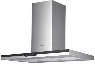 SCHNEIDER SCHB2A90EBX, Campana decorativa de pared, 647m3/h, 69dB, Reciclaje o evacuación, Filtro de carbón incluido, Inox