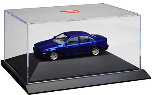 B*M*W 5er M5 E39 Limousine Monte Carlo Blau Metallic 1995-2004 mit Sockel und Vitrine H0 1/87 Herpa Modell Auto mit individiuellem Wunschkennzeichen