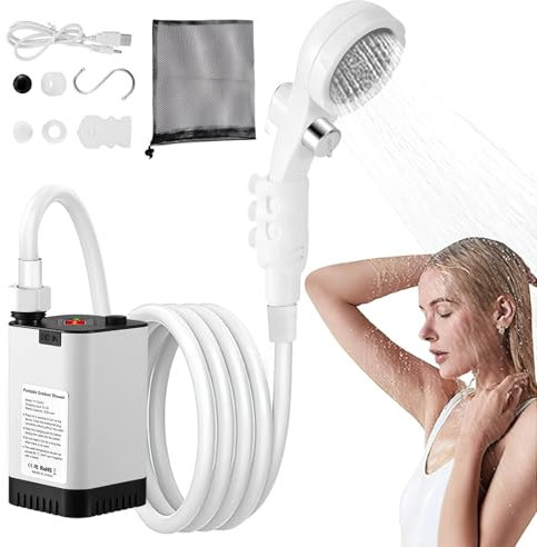 QCXWCJWD Portable Electric Shower, Outdoor Wireless Shower, Rechargeable 5200 Mah Battery Pump Ipx7 Waterproof, Suitable for Outdoor Camping Car Washing Pet Cleaning Garden Watering