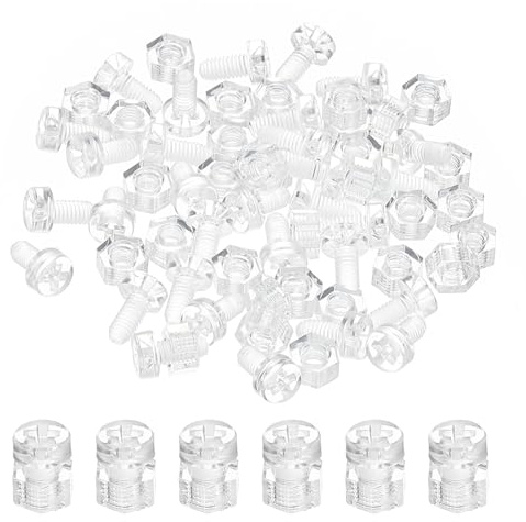 PATIKIL M3x6mm Kunststoff-Kreuzschlitz-Rundkopfschrauben und Sechskantmuttern-Set, 30er-Set PC-Kunststoff-Kreuzschlitz-Rundkopfschrauben für Maschinenzubehör, Transparent