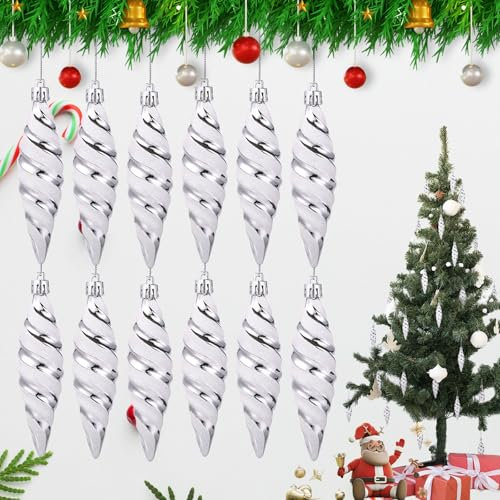 Bäcker & Lecker Zuckerstangen Weihnachten Silber 12 Stück Zuckerstangen zum Hängen weihnachtsanhanger Weihnachtsbaumschmuck Zucker Stange