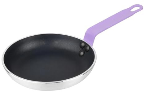 Hygiplas Frypan Aluminium Non - stick Teflon Plat Plus Purple Handle - 200x35mm | Plat Plus coating offers extra durability, while the colour-coded design prevents cross-contamination in busy kitchens.