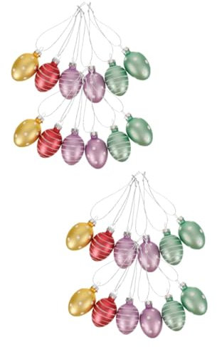 TOPBATHY 2 Juegos Colgante De Huevo De Cristal Accesorio De Decoración del Festival Decoración De Pascua Favor De Fiesta De Pascua Suministros De Vidrio 12 Piezas * 2