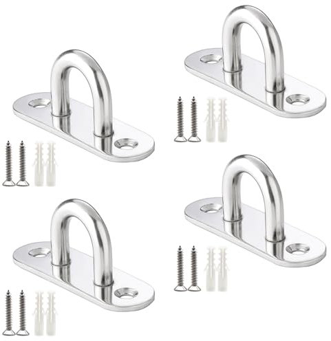 Gsrhzd Crochet Plafond Acier Inoxydable, 4 PCS M8 Plaque à Œil en Acier Inoxydable Crochet De Plafond Plaque à Œil Crochets de Fixation pour Objets Suspendus, Auvents, Plaques de Terrasse