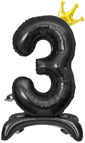Luftballon 3. Geburtstag, Stehend Folienballon 3 Zahlen Luftballon Schwarz 32/81cm Folienballon Geburtstag Deko Junge Mädchen