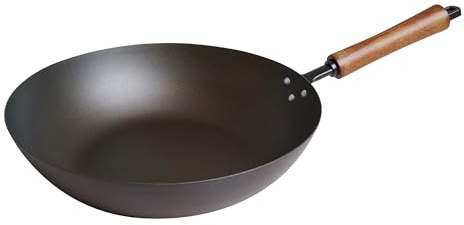 Joyce Chen Classic Series - Sartén de acero al carbono presazonado de 12 pulgadas