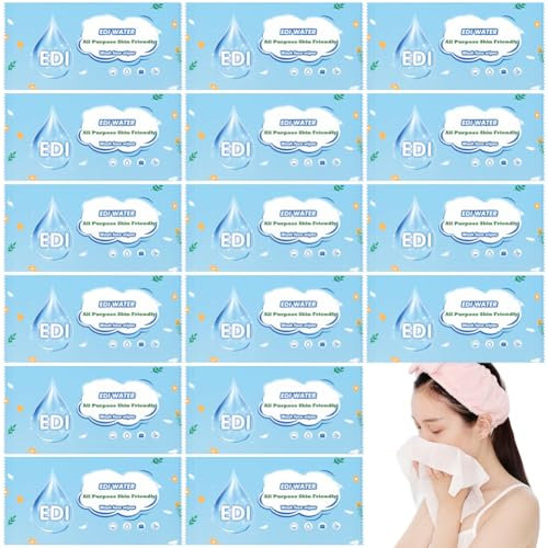 50Pack Luxury Individually Wrapped Disposable Travel Skin Friendly Wash Face Wipes;Clean and Hygienic Gentle Makeup Remover Wipes;Pure Water Cleansing Wipe for Travel,Party, Daily Use
