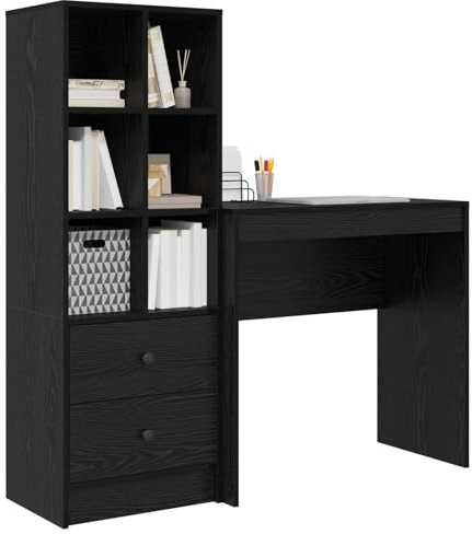 vidaXL Desk Black Oak 125.5 x 40 x 127 cm 2 pcs | Loads of room to keep everything sorted, Tough surface that lasts ages, Just right for tight spots
