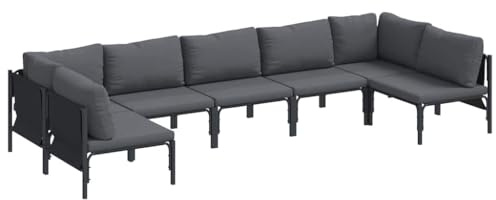 vidaXL Garden Sofa Set 7 pcs Anthracite Steel, Outdoor Furniture, Garden Lounging Set for Patio, Backyard Comfort, Deck Seating and Alfresco Entertaining Solutions