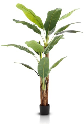 Meisterhome Planta artificial Strelitzia, 180 cm, gran planta tropical de ave del paraíso, realista para interiores, fácil de limpiar