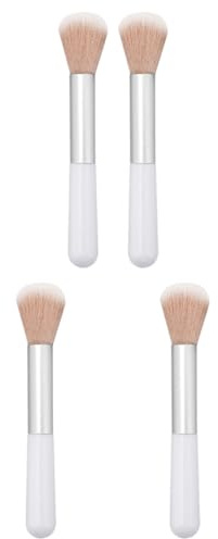 4 Stück Rougepinsel und Puderpinsel aus Synthetischer Faser | Weiche Borsten, Weißes Kunststoffgriff Design, für Make Up, Buffing und Bequemes Arbeiten