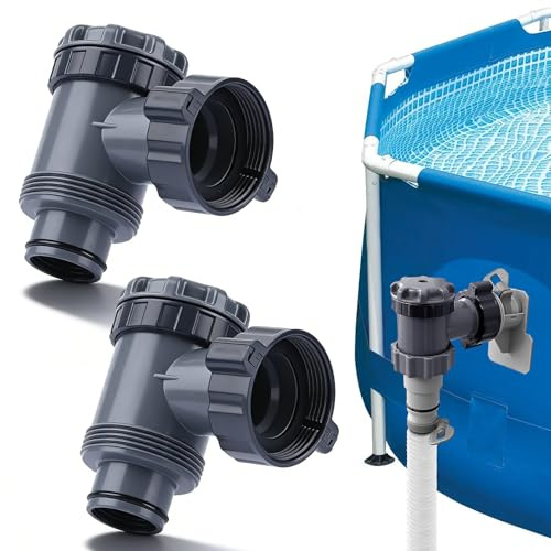BORDEAG Válvula de paso de piscina de 38 mm para piscinas sobre el suelo, 2 piezas de repuesto para válvula de pistón, válvula de émbolo, bomba de filtro de piscina, válvula de repuesto para manguera