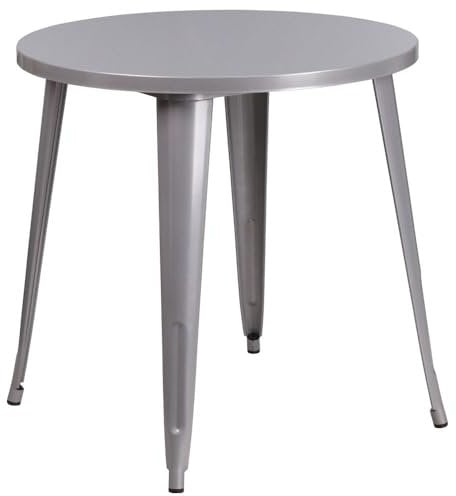Flash Furniture Jeffrey Tisch für Innen- und Außenbereich, 76,2 cm, rund, silberfarben