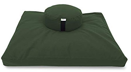 Meditationskissen-Set – rundes Zafu-Bodenkissen, Bio-Buchweizenkissen + mit Baumwolle gefüllte Zabuton-Gebetsunterlage – Meditationskissen, Yoga-Knieschoner – hergestellt in den USA – 35,6 cm rund