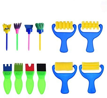 Xrten 12 PCS Pinceaux à Éponge Pinceaux de Peinture Brosses pour Enfants Artisanat d'art DIY