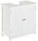 HOMCOM Waschbeckenunterschrank Badschrank mit Verstellbarer Ablage Unterschrank mit 2 Türen Badmöbel Waschbecken Badezimmerschrank Siphon-Ausschnitt Landhausstil Weiß L60 x T30 x H60 cm