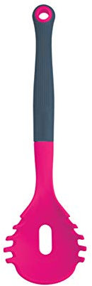 KitchenCraft Colourworks Multi Pasta Spoon / Spaghetti Measure Tool, Silicone, Raspberry, 28.5 cm
