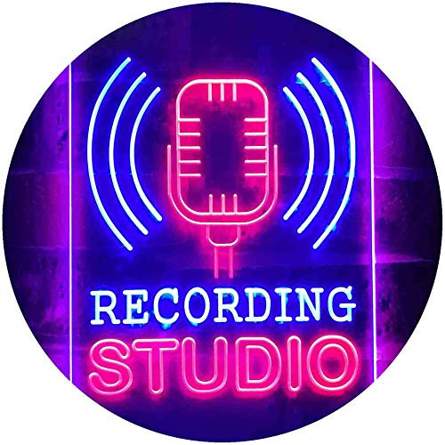 Recording Studio Microphone On Air Dual Color LED Enseigne Lumineuse Neon Sign Rouge et bleu 210 x 300mm st6s23-i3519-rb