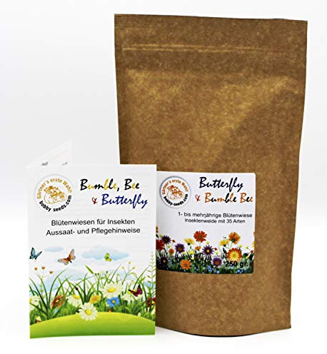 Bienenweide Butterfly & Bumble Bee von bobby-seeds, mehrjährige Blumenmischung und Insektenweide mit 15 Arten 250 Gramm