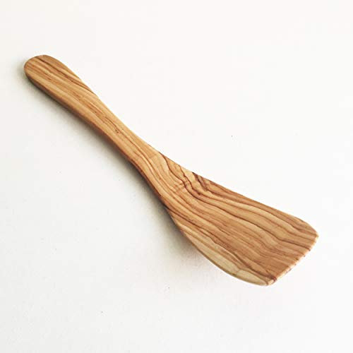 Generisch Spatula with Wide Handle Length 30 cm Curved Handmade Olive Wood Turner Rounded Kitchen Utensil