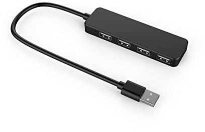 USB-Hub, 4-Port Hub Ultra Slim Portable USB Splitter für Surface Pro, Notebook PC, iMac Pro, MacBook Air, Mac Mini/Pro, Laptop, USB Flash Drives (2.0 Schwarz)