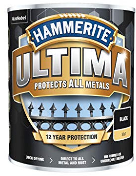 Hammerite Ultima Matt Metal Paint - 750ml - Black, (Pack of 1), HMMUMMBL750
