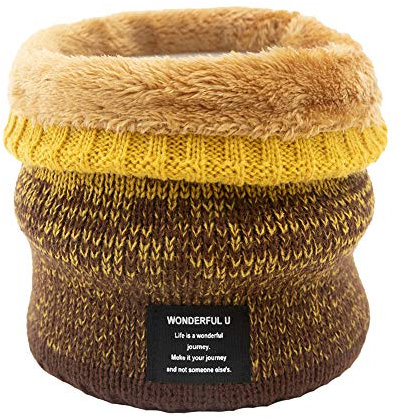 MoreChioce Unisex Strickschal, Winter Warm Schlauchschal Loop Schal Gestrickter Nackenwärmer Windstopper-Schal mit Fleece innen Hals Warmer zum Skifahren Motorrad Radfahren Wandern,Gelb