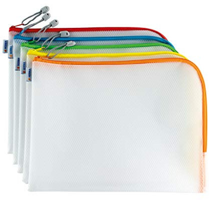 HERMA Dokumententasche A4 mit Reißverschluss Set, 10 Stück, große wasserdichte Reißverschlusstasche, verschließbare Dokumentenmappe aus Kunstoff mit Zipper, halb-transparent, 36 x 28 cm