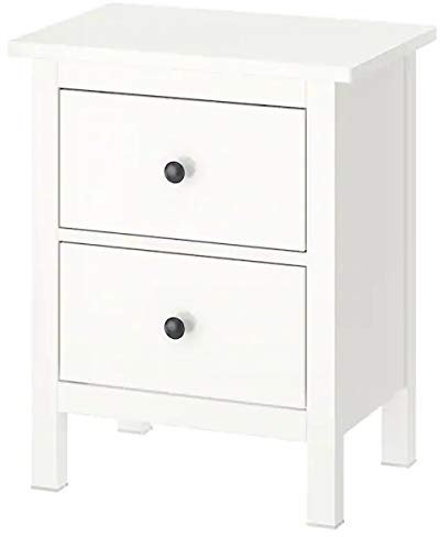 Hemnes Commode avec 2 tiroirs en Bois Massif Blanc laqué 54 x 66 cm