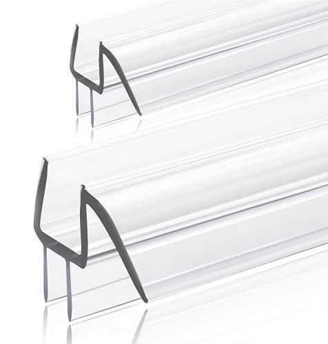 GEZMR 2-Pack Ultra Clear Shower Door Bottom Seal (3/8'' X 39'', Polycarbonate) Frameless Glass Shower Door Seal Strip Shower Door Sweep - Stop Shower Leaks and Create a Water Barrier