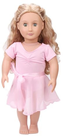 DUORUIMI Puppenkleid, Ballett-Outfit, rosa Spitze, für American Girl-Puppe, 45,7 cm