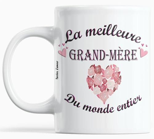 Paroles d'amour Cadeau fete Grand Mere Tasse la meilleure Grand Mere du monde entier Fete des grand-mères anniversaire Noël Mug à phrases d'amour originales pour les fetes de fin d'année Mamy