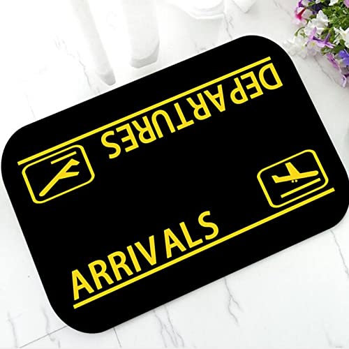 YACANNA Fußmatte für Innen Außen Waschbare Cool Airplane Arrivals Departures Haustürmatte Bodenteppich Badezimmer Küche Rutschfester Flur 50x80cm