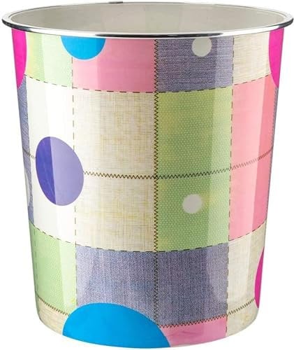Homeshopa Plastic Waste Paper Basket Bin, Round Wastebasket Trash Can, Lightweight Recycling Rubbish Bin for Home Office Kitchen Bedroom, Garbage Container Dustbin, 7.7Litre (Multicolour Abstract)