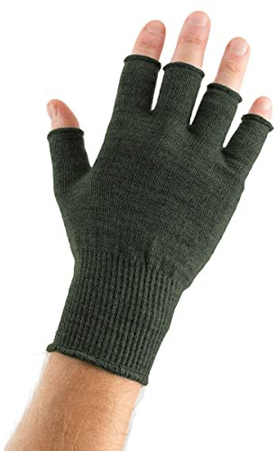EDZ Fingerlose Handschuhe aus Merinowolle, grün, M/L