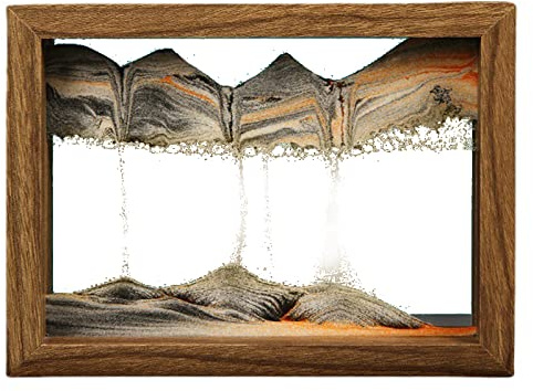 Pintura Arena Fluye, Cuadro Arena Dinámico, Juguete Pintura Arena Vidrio, Cuadrado Juguete Pintura Arena Vidrio Reloj Arena 3D Paisaje Artístic Arena para Decoración Hogar Oficina,Negro