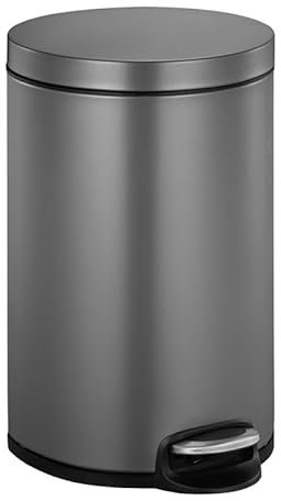 PROREGAL Treteimer mit stilvollem Pedal, leise schließendem Deckel & Kunststoffinneneimer | 20 Liter, HxBxT 45,5x29,2x36,6cm | Platin