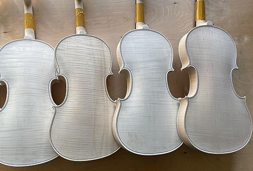 WUQIMUSC 1x Unvollendete Violine 4/4 in voller Größe für Stradivari Modell Tiger Flame Ahorn Boden Fichtendecke Handmade for DIY on own (Violin-onepiecee-2)