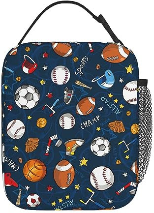 Basketball Lunch Bag,Insulated Lunch Bag Container Reusable Lunch Box Cooler Lunch Tote Bag For Girls And Boys, Picnic Travel Outdoors