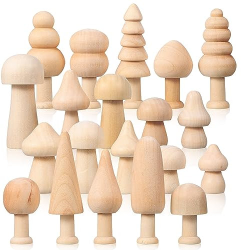 Toddmomy 20 Pièces Mini Champignons En Bois Arbres En Bois Non Peints Petites Chevilles Pour Arbre De Noël Bricolage Artisanat