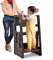 DREAMADE Verstellbarer Lernturm, Kinderhocker aus HDPE, Trittschemel mit 3 Stufen & Anti-Rutsch-Funktion, Einstellbarer Küchenhelfer, Tritthocker für Baby & Kleinkinder von 18-60 Monate (Braun)