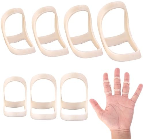 COMNICO 7 Stück Ovale Fingerschiene Wasserfest 7 abgestufte Trigger-Fingerglättungsschiene Stützhülsen-Set zur Linderung von Schmerzen bei Daumen/Ring/Mittel-/Index-Arthritis