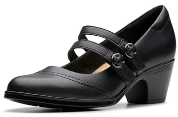 Clarks Damen Emily2 Jane Pumps, Schwarz Leder, 38 EU Schmal