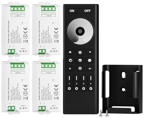 BTF-LIGHTING 5050SMD FCOB COB Dimmen RF 2.4GHz drahtlose Fernbedienung RC01RFB &4PCS C01RF Tuya Controller Kit 4 Zonen Gruppensteuerung PWM Einzelfarbe (+V -V) 2pin LED Streifen DC5V DC12V DC24V