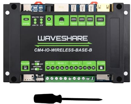 Waveshare Industrial IoT 5G/4G Wireless Expansion Module For Raspberry Pi CM 4 (Compute Module 4), with UPS Module, Onboard M.2 Slot, for IoT Getaway, Wireless Router, Intelligent Data Acquisition