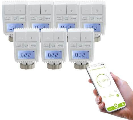 Qiumi Smart Bluetooth Thermostat Heizkörperventil, Sprachsteuerung von Alexa Googlehome, Smart Life App Steuerung, Heizkosten sparen, einfache Installation