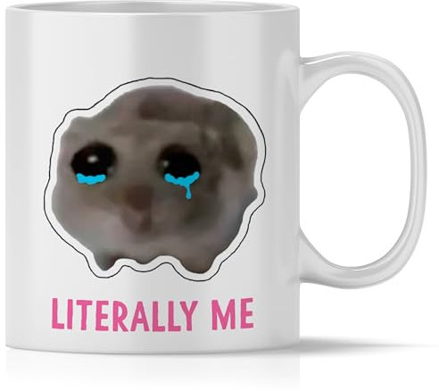 mindmonkeys® Sad Hamster Meme Lustige Tassen Hamsti Lustige Sprüche Tasse | Literally me traurig | Keramik 300 ml