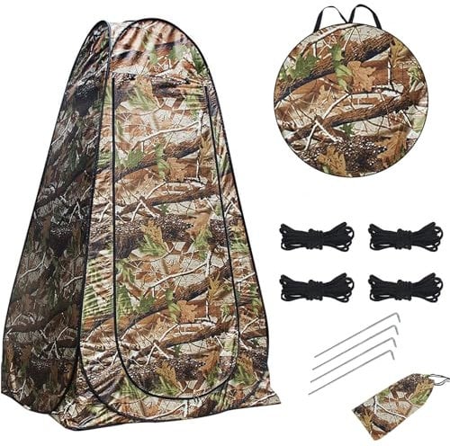 Crystals Pop Up Tent, Privacy Camping Toilet Tent Waterproof Anti-UV for Outdoor Fishing Beach Shower Toilet with Carrying Zippered Bag, Instant Quick Setup, Camouflage